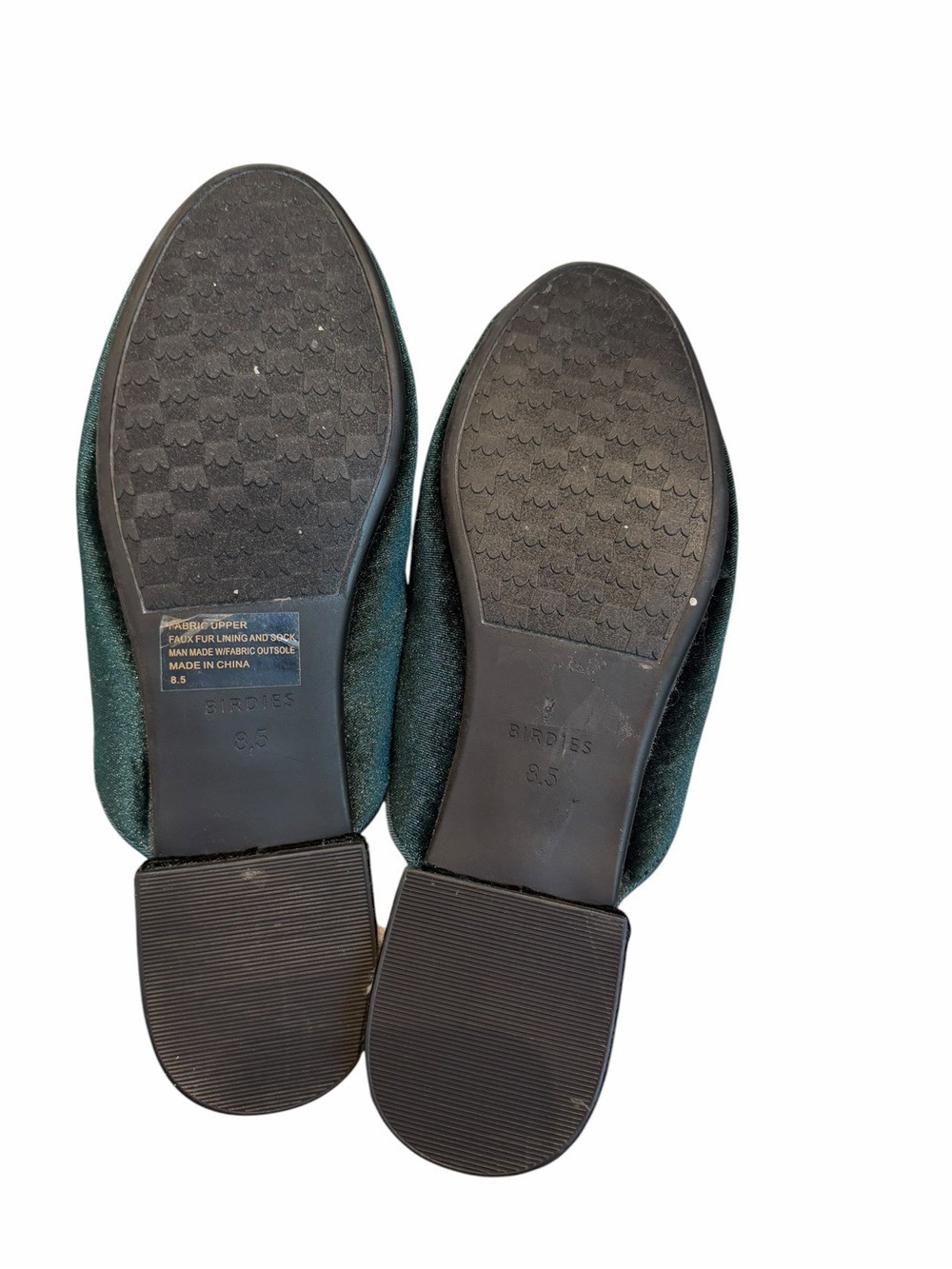 Birdies The Phoebe Dark Green Velvet Faux Fur-Lined Slides Indoor Outdoor 8.5 - Picture 5 of 8